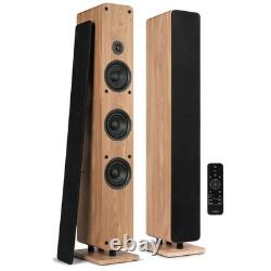 2x Audizio ARCO Active Bluetooth HiFi Floor Speakers Wireless Pairing Wood