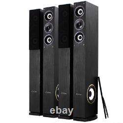 4x Fenton Home Hifi 6.5 3-Way Black Column Floor Standing Speakers 2000W