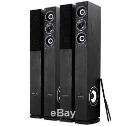 4x Fenton Home Hifi 6.5 3-Way Black Column Floor Standing Speakers 2000W