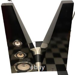 70s High End Stand Speakers Pyramide Piano Lacquer 3-Way Bass Reflex, Black