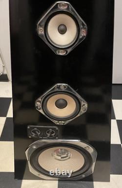 70s High End Stand Speakers Pyramide Piano Lacquer 3-Way Bass Reflex, Black