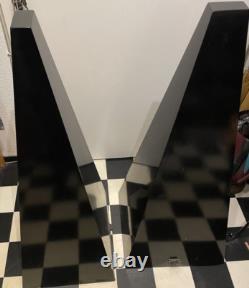 70s High End Stand Speakers Pyramide Piano Lacquer 3-Way Bass Reflex, Black