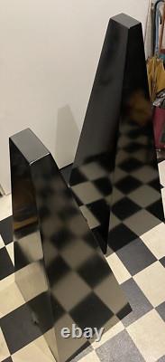 70s High End Stand Speakers Pyramide Piano Lacquer 3-Way Bass Reflex, Black