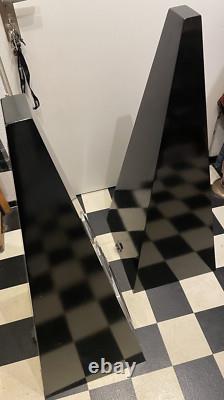 70s High End Stand Speakers Pyramide Piano Lacquer 3-Way Bass Reflex, Black