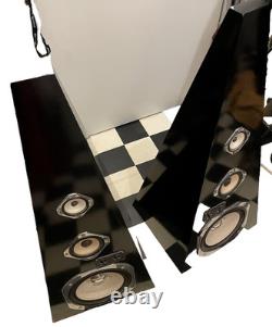 70s High End Stand Speakers Pyramide Piano Lacquer 3-Way Bass Reflex, Black