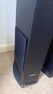 AEG LB 4710 Black Floor Standing Tower Speakers Home Cinema Pair + Amplifier