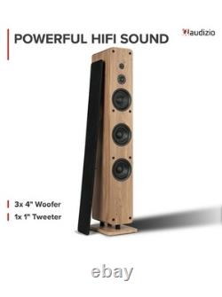 Audizio ARCO Active Floor Standing Tower Speaker with Bluetooth and DAB L. Wood