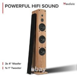 Audizio ARCO Active Floor Standing Tower Speaker with Bluetooth and DAB L. Wood