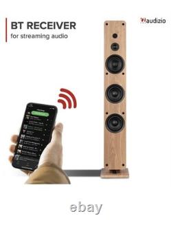 Audizio ARCO Active Floor Standing Tower Speaker with Bluetooth and DAB L. Wood