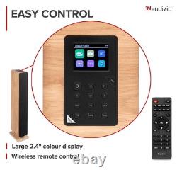Audizio ARCO Active Floor Standing Tower Speaker with Bluetooth and DAB L. Wood