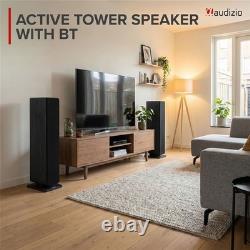 Audizio ARCO Active Powered Bluetooth Floor Standing HiFi Tower Speaker Black