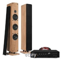 Audizio ARCO Floor Standing Tower Speaker System with AD220B Amplifier Wood