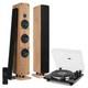 Audizio Toledo Record Player with Wireless HiFi Floor Standing Speakers Wood