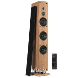 Audizio Toledo Record Player with Wireless HiFi Floor Standing Speakers Wood