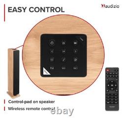 Audizio Toledo Record Player with Wireless HiFi Floor Standing Speakers Wood