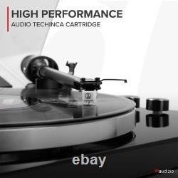 Audizio Toledo Record Player with Wireless HiFi Floor Standing Speakers Wood