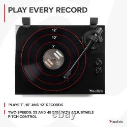 Audizio Toledo Record Player with Wireless HiFi Floor Standing Speakers Wood