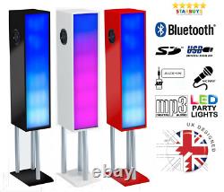 Aztec 100W Big Large Bluetooth Tower Floor Standing Speaker With Party LED Light