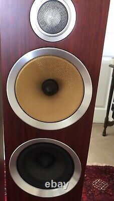 B&W CM8 S2 Floor standing spkrs, Rosewood, very good cond, with spikes & grills