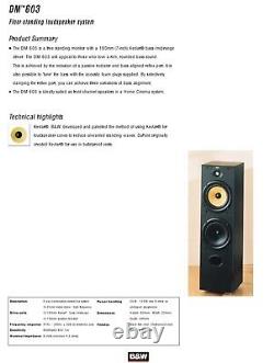 B&W DM603 Black Bowers Wilkins Floor Standing Speakers Audiophile England UK