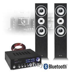 Bluetooth Home Hifi Stereo System Black Floor Standing Speakers and Amplifier