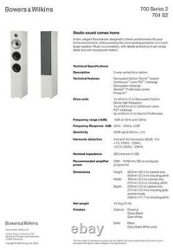 Boxed! B&W 704 S2 White 150W Bowers Wilkins Standing Speakers £2200