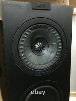 Boxed Pair Of Black Kef Q550 2.5 Passive Compact Floor Standing Speakers
