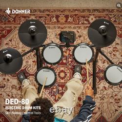 Donner DED-80 Electric Drum Set 4 Quiet Mesh Pads 180 Sounds 15 Drum Kits