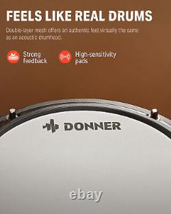 Donner DED-80 Electric Drum Set 4 Quiet Mesh Pads 180 Sounds 15 Drum Kits