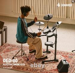 Donner DED-80 Electric Drum Set 4 Quiet Mesh Pads 180 Sounds 15 Drum Kits