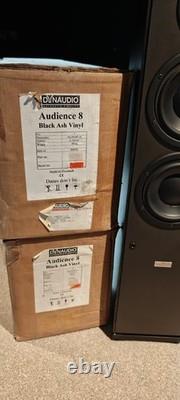 Dynaudio Audience 8 Floor stand speakers original boxes minor cosmetic damage