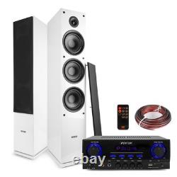 Fenton SHF80W HiFi Tower Speakers Set with AV440 Bluetooth Amplifier White