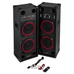 Fenton SPK210 2x10 Active Bluetooth Party Speaker Set Home DJ Starter Package