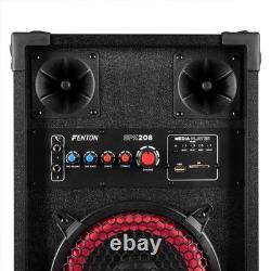 Fenton SPK-208 2x8 Active Bluetooth Party Speaker Set Home DJ Starter Package