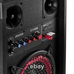 Fenton SPK-208 2x8 Active Bluetooth Party Speaker Set Home DJ Starter Package