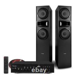 Floor Standing HiFi Tower Speaker System and Bluetooth Amplifier SHF700B Black