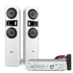 Floor Standing HiFi Tower Speaker System and Bluetooth Amplifier SHF700W White