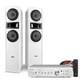 Floor Standing HiFi Tower Speaker System and Bluetooth Amplifier SHF700W White