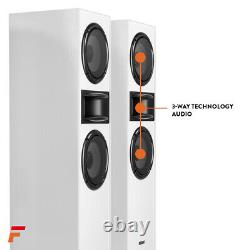 Floor Standing HiFi Tower Speaker System and Bluetooth Amplifier SHF700W White