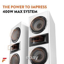 Floor Standing HiFi Tower Speaker System and Bluetooth Amplifier SHF700W White