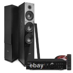 Floor Standing HiFi Tower Speaker System and Bluetooth Amplifier SHF80B Black