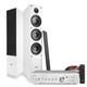 Floor Standing HiFi Tower Speaker System and Bluetooth Amplifier SHF80W White