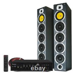 Floor Standing HiFi Tower Speaker System and Bluetooth Amplifier SHFT57B Black