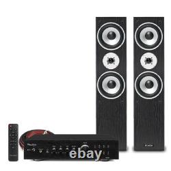 Floor Standing HiFi Tower Speaker System and Bluetooth Amplifier SHFT60B Black