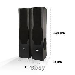 Floor-Standing Speakers Hi Fi 3 Way USB SD LED Stereo Remote 700 W Black Wood