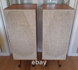 Floor standing teak loudspeaker cabinet pair