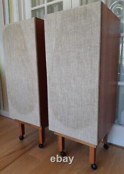 Floor standing teak loudspeaker cabinet pair