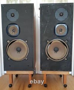 Floor standing teak loudspeaker cabinet pair