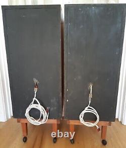 Floor standing teak loudspeaker cabinet pair