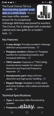 Focal Chorus 726 White Floor Standing 3 way Speakers